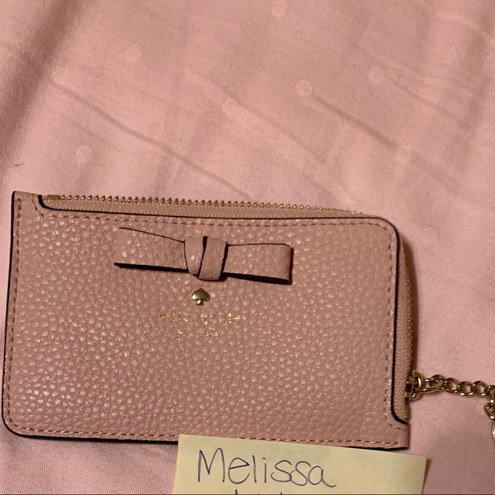 New Kate Spade Keychain wallet ballet pink